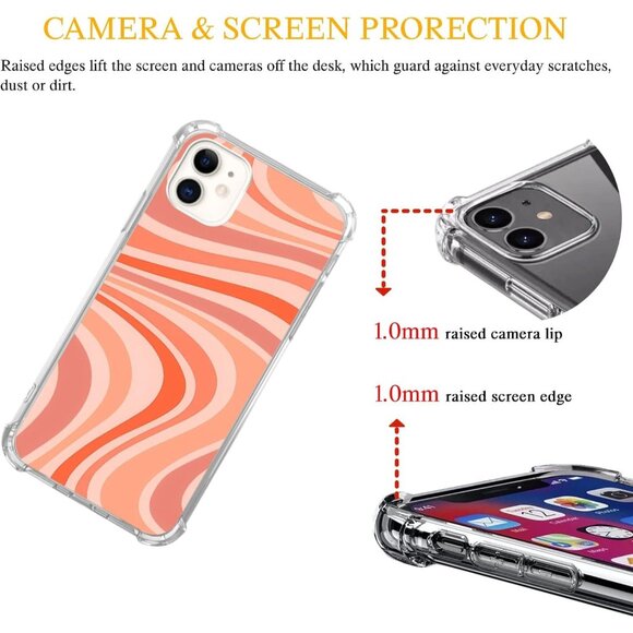 Retro groovy sherbet hippy 70s Orange Swirl Case Compatible with iPhone 11 - Picture 3 of 6